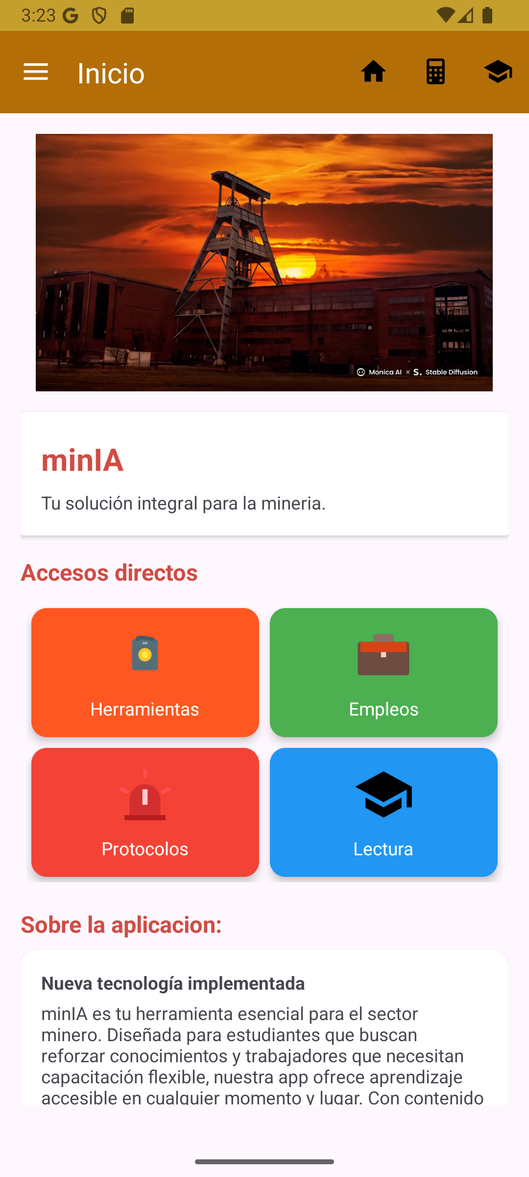 Vista previa de la app